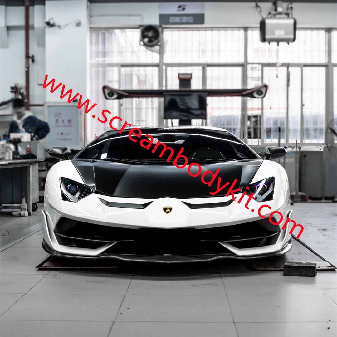 Lamborghini Aventador SVJ body kit front bumper side skirts rear bumper spoiler wing hood