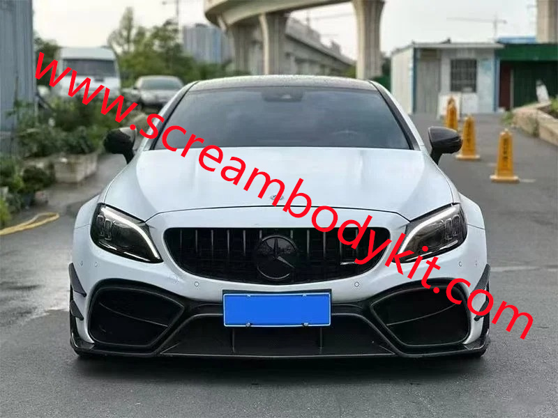 Mercedes Benz W205 C63 body kit front bumper rear bumper side skirts spoiler hood